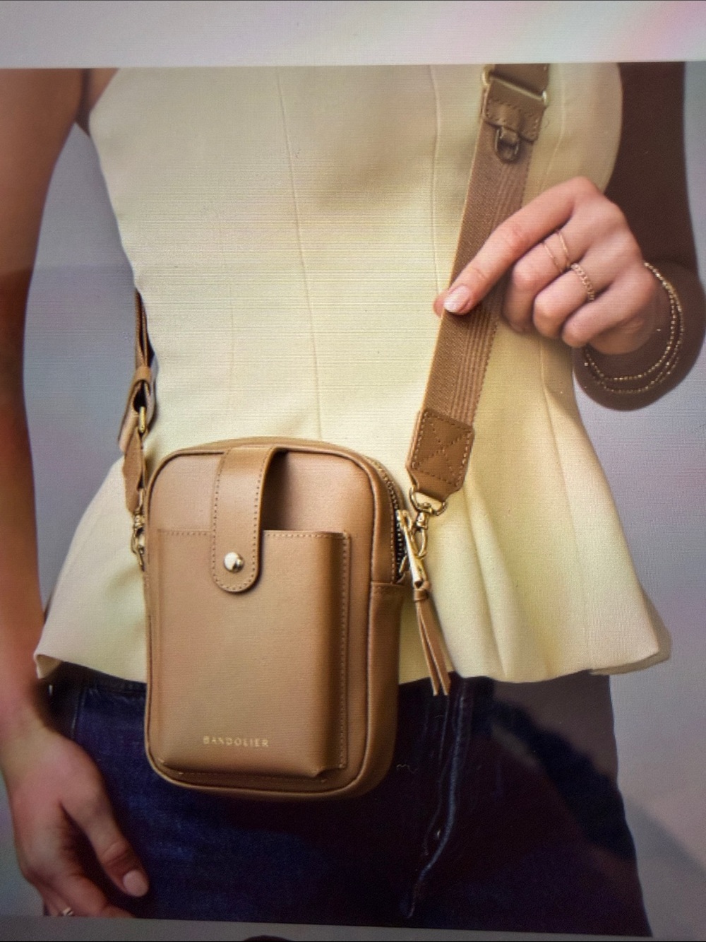 Bandolier Dillon crossbody bag in tan - Picture 8 of 10